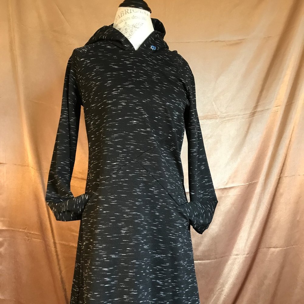 Betabrand Black Heathered Long Sleeve Hooded Dress